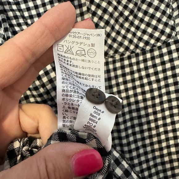 Women’s Black & White Plaid Button-Up Shirt / Blouse, Size M - Picture 6 of 7